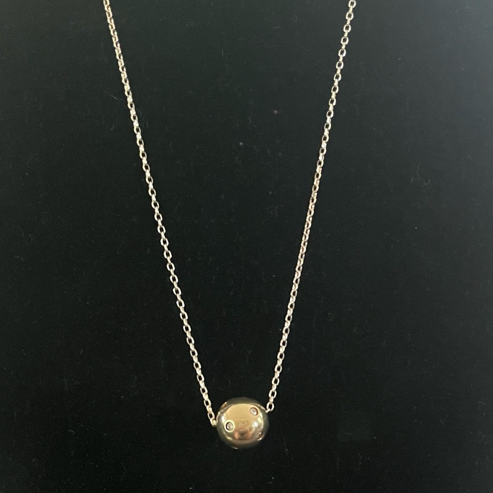 Sterling Silver Necklace w/ Gold-plated Bead 18” - Picture 3 of 4